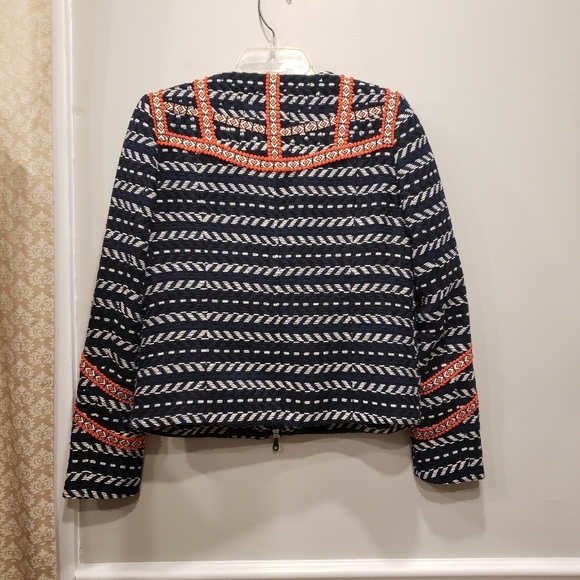 Rebecca Minkoff Woven Zipper Crop Blazer - Sz 2 US - Picture 3 of 12